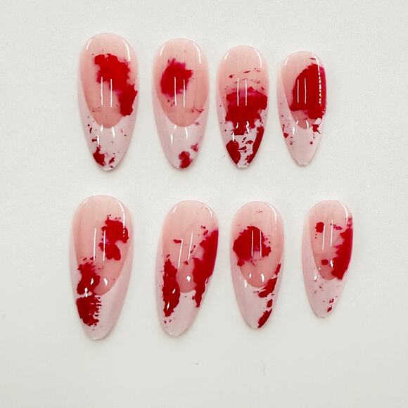 Halloween Spooky Nail Bloody Press on Nail, Fake Bleeding Nail, Horror Nail - Picture 1 of 1